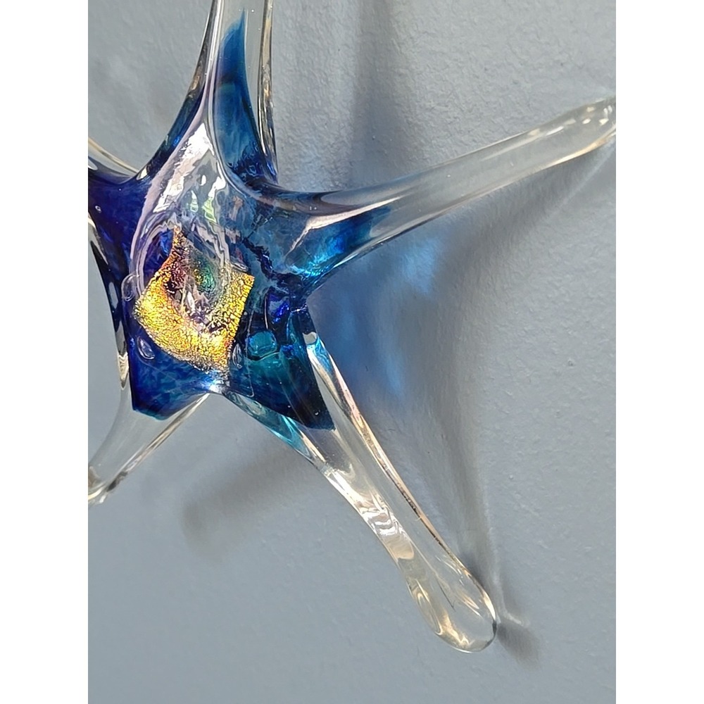 Luke Adams Original Blown Glass Star Fish Ornament Sun Catcher Dichroic Signed - Picture 7 of 8